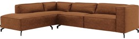 Goossens Bank Calvin cognac, micro leer, 3,5-zits, modern design met ligelement links
