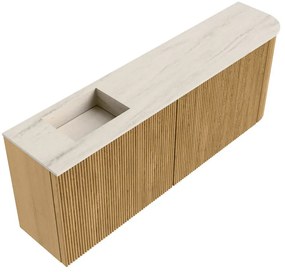 Mondiaz Joya DLux 110cm toiletmeubel ronding rechts oak met wastafel faye links 1 kraangat meli