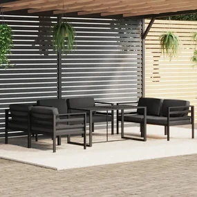 vidaXL 7-delige Loungeset met kussens aluminium antracietkleurig