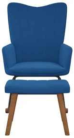 vidaXL Schommelstoel met voetenbank fluweel blauw