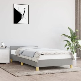 vidaXL Bedframe met hoofdeinde stof lichtgrijs 90x190 cm