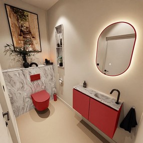 Mondiaz Ture DLux toiletmeubel 80cm fire met wastafel glace rechts met kraangat