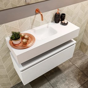 Mondiaz Andor toiletmeubel 80cm mat wit met witte wastafel midden zonder kraangat