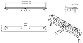 Mueller Luxa RVS douchegoot 90x7cm met muurflens