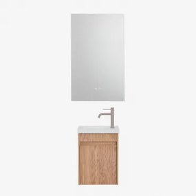 Narek Zwevend Houten Badkamermeubelset Met Geïntegreerde Wastafel Ash Brown & Rectangular Led And Antifog 55x90 Cm Riben & Bruin - Mokka ?20 Cm -
