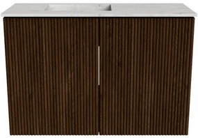 Mondiaz Joya DLux 60cm toiletmeubel walnut met wastafel faye links 1 kraangat opalo