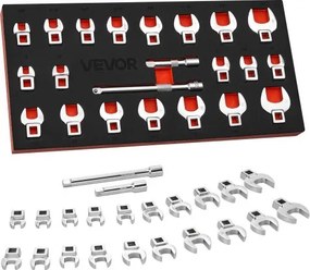 VEVOR ringsleutelset, 3/8 inch aandrijving, 22-delig, metrische en SAE-maten, Cr-Mo gelegeerd staal, steeksleutelset met maataanduidingen, voor auto-onderhoud of -reparaties