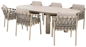 Taste by 4 Seasons Piacenza tuinset met Denia tafel met geprint keramisch blad 240 cm SALE Tuinset beige weerbestendig