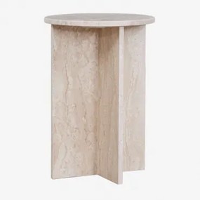 Ronde Bijzettafel Ø35 Cm In Mencia Marmer Crème Beige Marmer - Sklum
