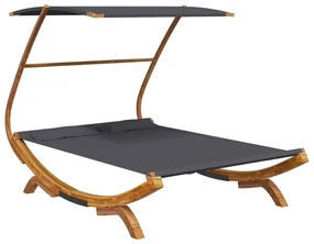 vidaXL Loungebed met luifel 165x203x138 cm gebogen hout antracietkleur