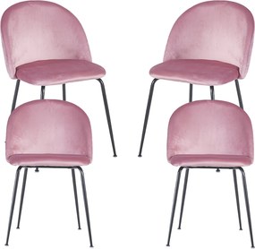 Set 4 Black Dalnia Fluwelen Stoelen