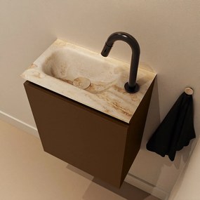 Mondiaz Ture DLux toiletmeubel 40cm rust met wastafel frappe links met kraangat