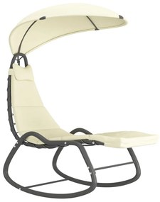 vidaXL Tuinschommelstoel 160x80x195 cm stof crème