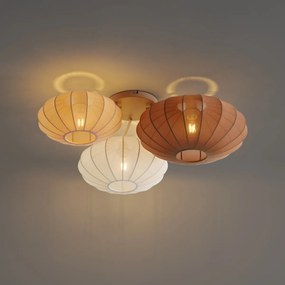 Japandi plafondlamp wit met beige en bruin 3-lichts - Multi Bida