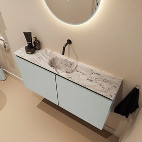 Mondiaz Ture DLux toiletmeubel 100cm greey met wastafel glace midden zonder kraangat