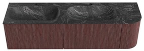 Mondiaz Kurve-dlux 165cm badmeubel ronding rechts ruby met 2 lades en 1 deur en wastafel stor small dubbel/links 2 kraangaten lava