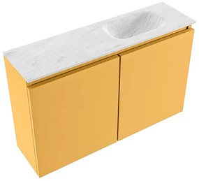 Mondiaz Ture DLux toiletmeubel 80cm ocher met wastafel opalo rechts zonder kraangat