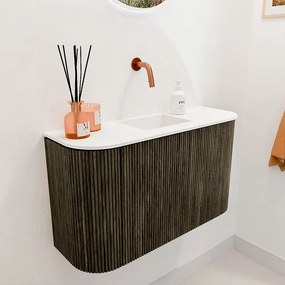 Mondiaz Joya 75cm toiletmeubel ronding links/rechts shadow met wastafel faye midden zonder kraangat talc