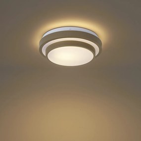 Moderne plafondlamp taupe met wit 25cm IP44 - Walden