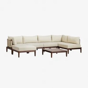 Tuinset Met 5-delige Modulaire Hoekbank, Salontafel En Poef Van Acacia Giulia Donker Acaciabruin - Sklum