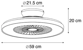 LED Plafondventilator met lamp zilver met ster effect dimbaar - Climo Design rond Binnenverlichting Lamp