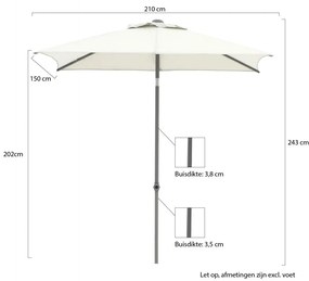Shadowline Push-up parasol 210x150cm