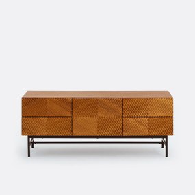 TV-meubel met fineer, met reliëffront, 120 cm breed, JEREM