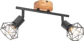 Spot zwart met hout draai- en kantelbaar 2-lichts - Mosh