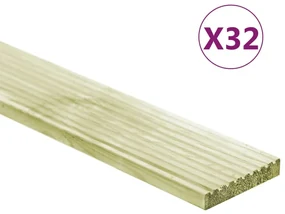 vidaXL 32 st Terrasplank 4,64 m² 1 m geïmpregneerd massief grenenhout
