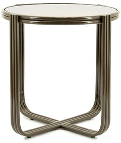Retro Bijzettafel Glas Bruin - 42 X 42cm.