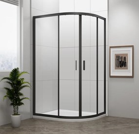 Polysan Easy Black kwartronde douchecabine 100x80cm zwart mat