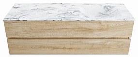 Mondiaz Vica DLux badmeubel 150cm washed oak 2 lades met wastafel glace rechts 1 kraangat