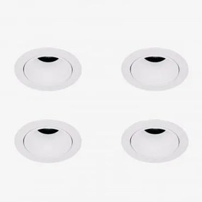 Pack Van 4 Inbouw Led-downlights Met Ronde Frames Ø5 Cm In Aluminium Luisiana Wit & Wit Koud 4000k & 3 W & 19º - Sklum