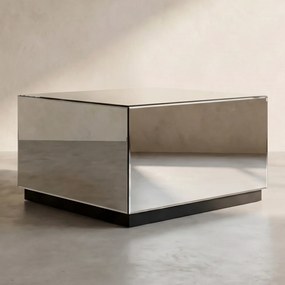 Salontafel Spiegelglas Met Lade - 80 X 60cm.