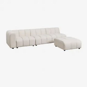 Linker Hoekmodulaire Bank Van 3 Delen Met Poef In Bouclé Stof Eliot Bouclé Crèmebeige - Sklum