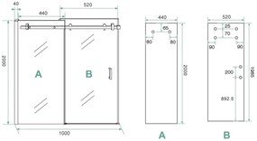 Saniclear Supreme douchecabine 100x80cm geborsteld messing - mat goud