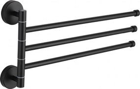 Mexen drievoudige draaibare handdoekhouder, zwart - 7039243-70