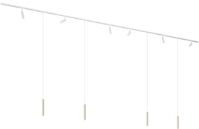 Modern railsysteem met 6 Spot / Opbouwspot / Plafondspots en 4 hanglampen beige met wit 1-fase - Slimline Uzzy Keno G9 Scandinavisch Binnenverlichting Lamp