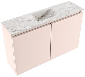 Mondiaz Ture DLux toiletmeubel 80cm rosee met wastafel glace midden met kraangat