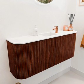 Mondiaz Joya 105cm toiletmeubel ronding links/rechts ruby met wastafel faye midden 1 kraangat talc