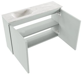 Mondiaz Ture DLux toiletmeubel 80cm greey met wastafel ostra links zonder kraangat