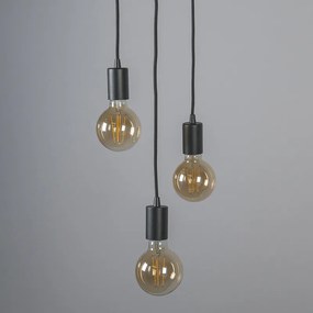 Smart Industriële hanglamp zwart incl. Wifi G95 3-lichts - Facil