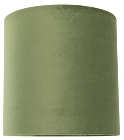 Stoffen Velours lampenkap groen 25/25/25 met gouden binnenkant cilinder / rond