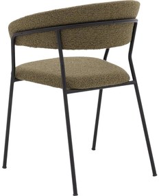 Goossens Eetkamerstoel Ce groen stof met armleuning, modern design