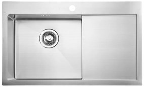 Sapho Kiva spoelbak 79x48x20cm links met kraangat RVS