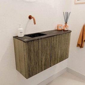 Mondiaz Joya DLux 80cm toiletmeubel ronding rechts dusk met wastafel faye links zonder kraangat lava