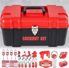VEVOR 42-delige Lockout/Tagout-set, elektrische veiligheidsset, inclusief hangsloten, 5 soorten vergrendelingen, sluitingen, labels en kabelbinders, doos, veiligheidsgereedschap voor vergrendeling.