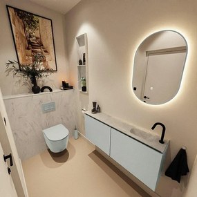 MONDIAZ TURE-DLUX 120cm toiletmeubel Greey. EDEN wastafel Opalo positie rechts. Met 1 kraangat. TUREDX120GRER1OPA