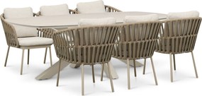 Tuinset 6 personen 240 cm Rope Zand/Beige Coco Elara/Voyage