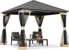 Metalen tuinhuis Sardinië 3x3 met muggengaas Garden Point beige
